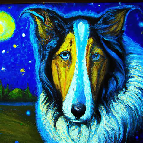 Collie Dog Starry Night Painting By Stellart Studio Fine Art America
