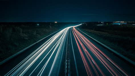 3840x2160 Resolution Time Lapse Photography Highway Night Traffic