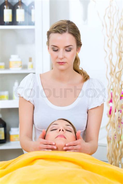 Wellness Woman Getting Head Massage In Spa Stock Image Colourbox