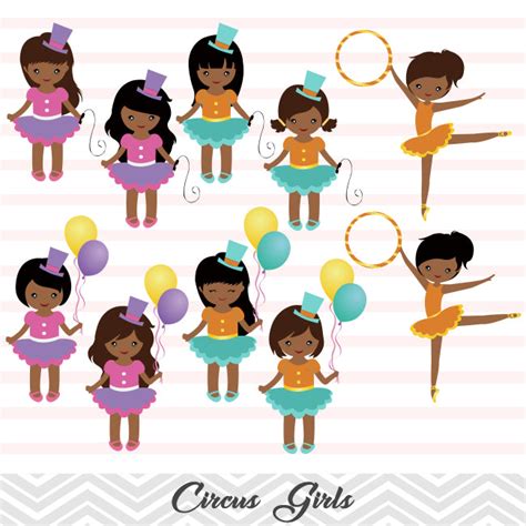 African American Circus Clip Art Circus Girls Clipart Tracy Digital