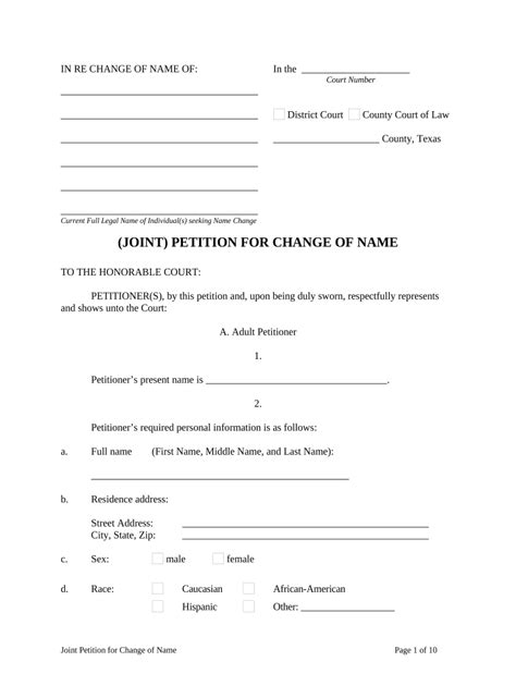 Texas Petition Change Form Fill Out And Sign Printable PDF Template