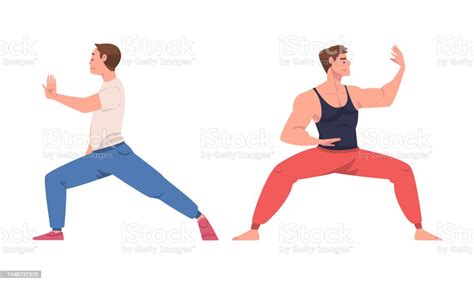 Man Character Practicing Tai Chi And Qigong Exercise As Internal