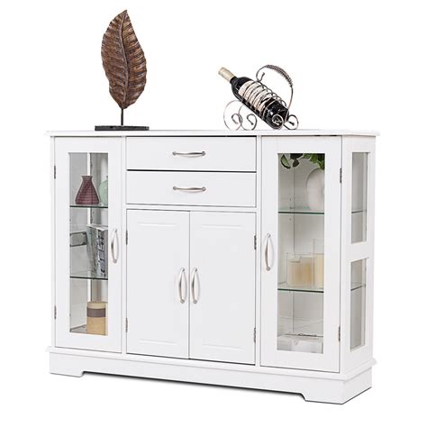 Achieve the dining room setting you desire by adding the classic oak buffet and hutch. Costway Buffet Storage Cabinet Console Cupboard W/Glass ...