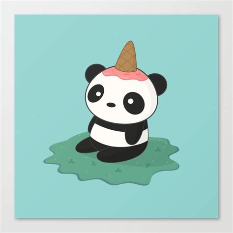 Kawaii Cute Panda Ice Cream Canvas Print By Wordsberry