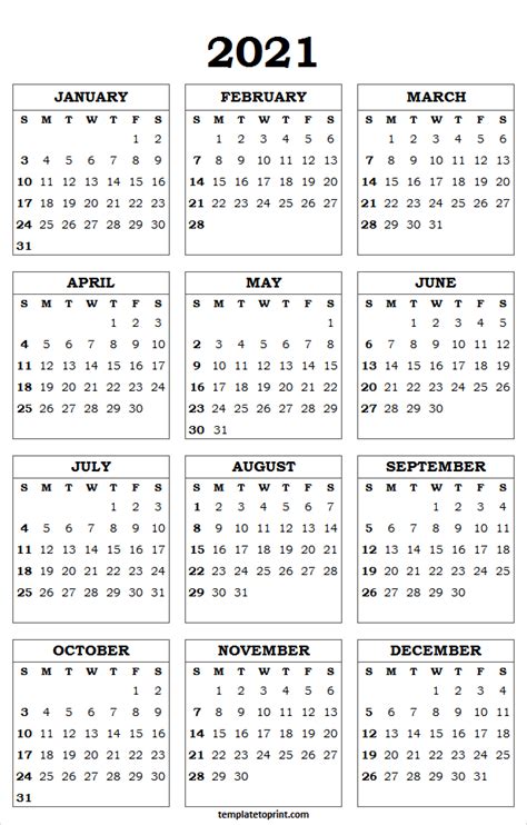 Printable Calendar 2021 A4 2021 Calendar Planner Printable