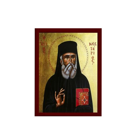 Saint Nectarios Icon Of Aegina Greek Handmade Orthodox Icon Of St