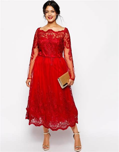 Buy Stunning Red Plus Size Evening Dress Long Sleeve