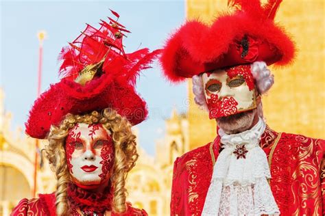 Disguised People At The Carnival Of Venice Editorial Stock Photo