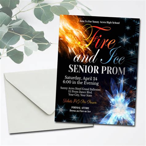 Fire And Ice Theme Prom Invitation High School Formal Dance — Tidylady