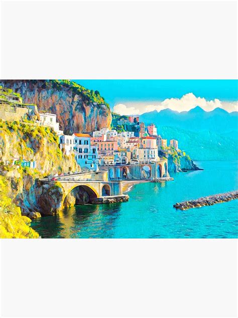 Amalfi Coast Italy Poster By Sofia Draws Redbubble