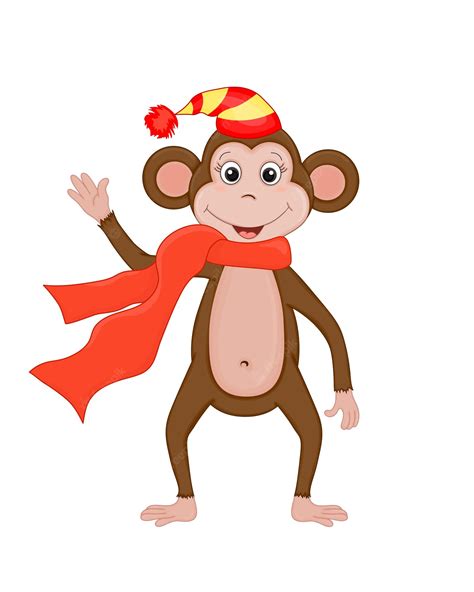 Premium Vector Cute Christmas Monkey Cartoon Vector Illustration Eps