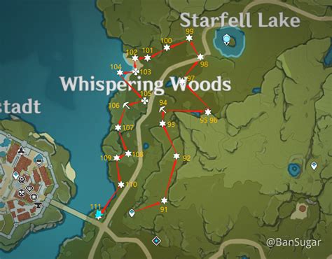 Guide Mondstadt Efficient Chests Route Whispering Woods 91 111