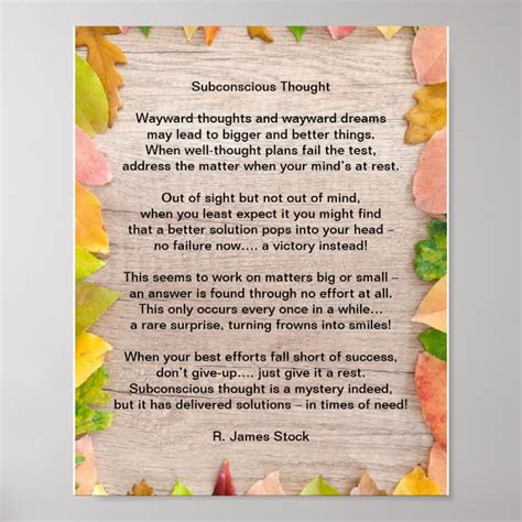 Subconscious Thought A Poem On Problem Solving Poster Zazzle