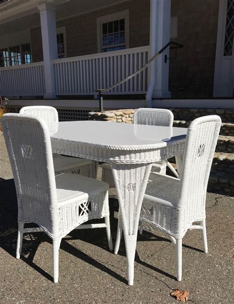 A truly fabulousvictorian revival dining set comprising a bespoke handmade marquetrytable and an antique set of regency dining chairs c1820 in date. Antique Wicker Dining Table and Chairs For Sale at 1stdibs