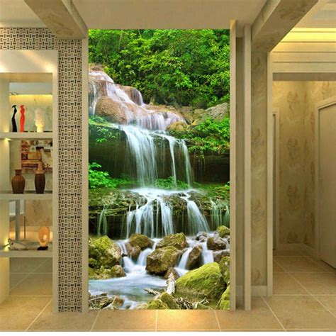 Papel Pintado De Foto Personalizado 3d Cascada Paisaje Naturaleza Gran Murales Entrada Sala De