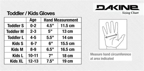 Dakine Glovemitten Size Chart Size Chart For Kids Knitted Mittens
