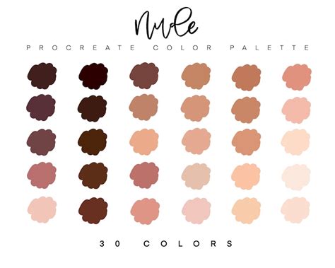 Nude Procreate Color Palette Skin Tone Swatches File Ipad Etsy