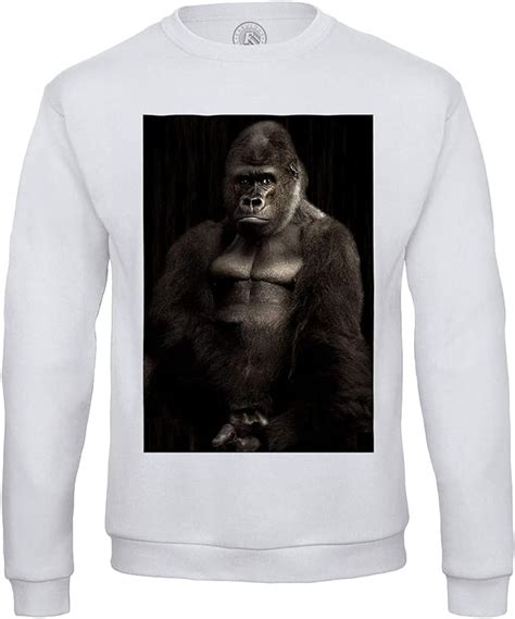 Mens Sweatshirt Gorilla Portrait Style Class Animal Photo Monkey