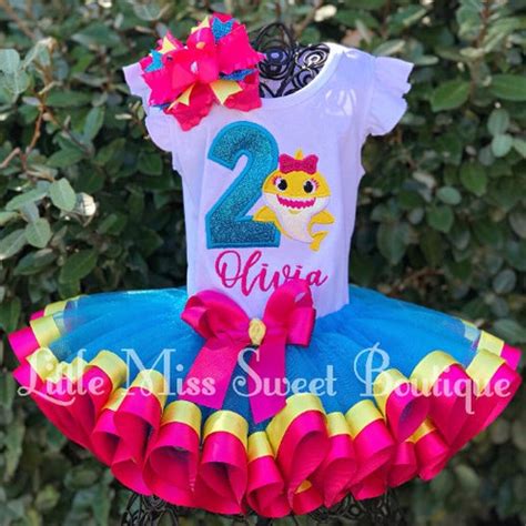 Baby Shark 1st Birthday Tutu Outfit Shark Birthday Tutu Set Etsy