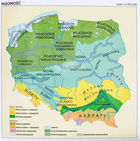 Mapa Fizyczna Polski Z Atlasu Geograficznego