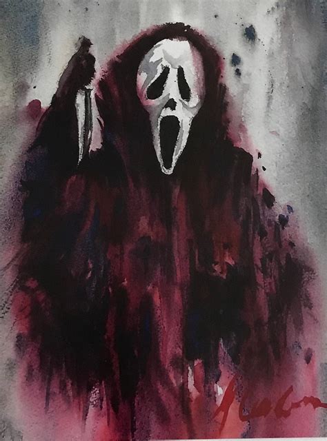 Scream Ghostface Red Glossy Movie Art Print Horror Par Gary Etsy