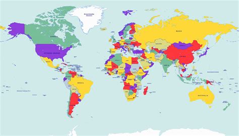 Mapa Mundial Con Nombres Para Imprimir