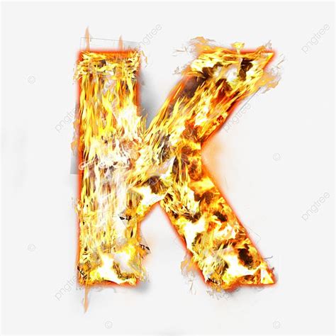 The Letter K Is Made Up Of Fire And Ice On A White Background With