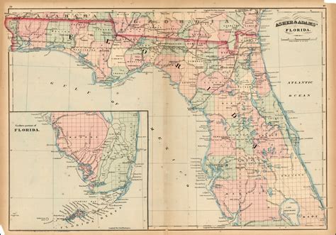 Asher And Adams Florida Barry Lawrence Ruderman Antique Maps Inc