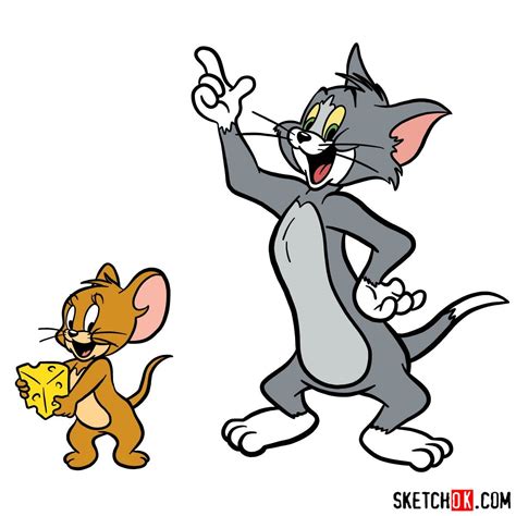 How To Draw Tom And Jerry Together Sketchok Easy Drawing Guides