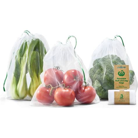 Woolworths Reusable Fruit And Vegetable Bags 3 Pack Woolworths