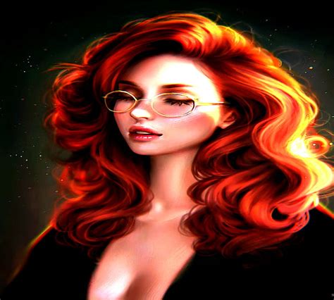 Redhead With Glasses Abstract Bonito Glasses Fantasy Hd Wallpaper