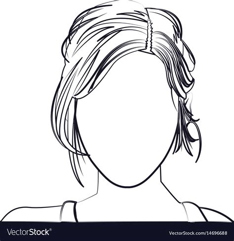 Silhouette Faceless Woman Fashion Hairstyle Line Vector Image