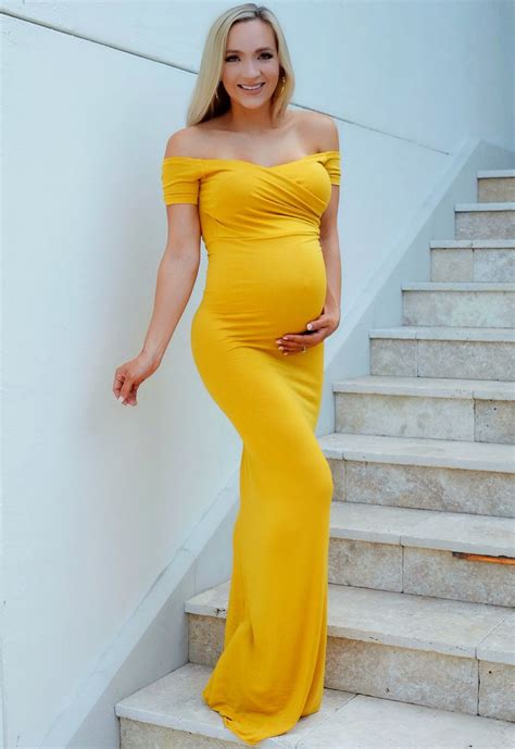 This Slim Fit Maternity Gown Is Pure Elegance And Can Be Worn On Or Off The Shoulder Because It