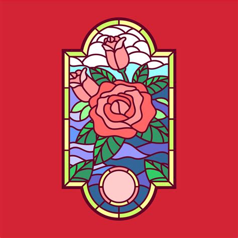 Rose Stained Glass Window Vector 223594 Vector Art At Vecteezy