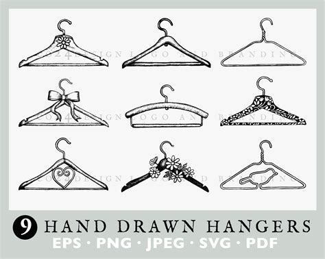 Clothes Hanger Illustrations Vintage Style Coat Hangers Hand Etsy