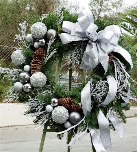Silver magical Christmas Wreath in Los Angeles, CA | Floral Design by