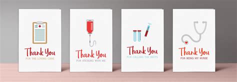 Printable Nurse Thank You Cards Set Of 4 Nurselifegear