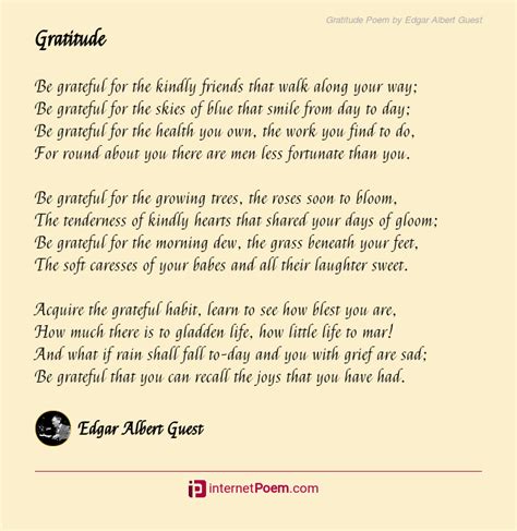 Gratitude Poem by Edgar Albert Guest