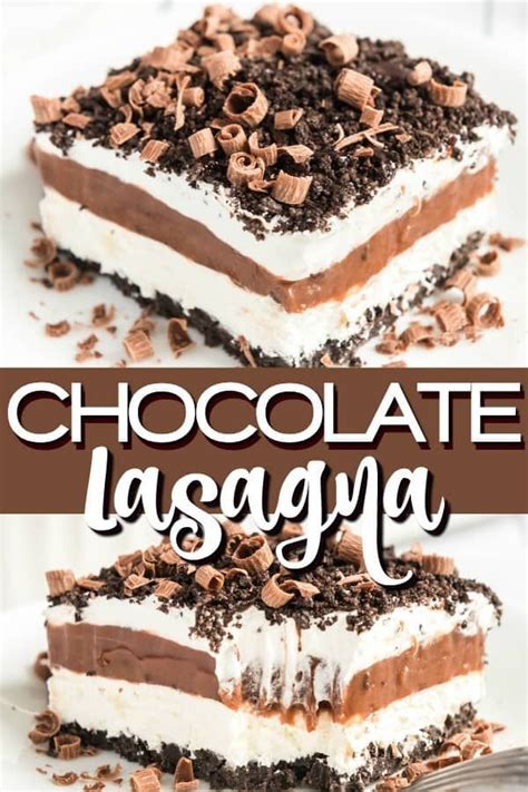 Mix until all the lumps are gone. Easy Chocolate Lasagna layered with crushed Oreos, Cool Whipped Topping, vanilla and chocolate ...
