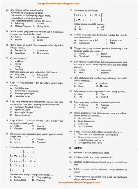 Soal dan jawaban seni budaya bab i. Soal UKK SBK Kelas 7 SMP Semester 2 TA 2013/2014 ...