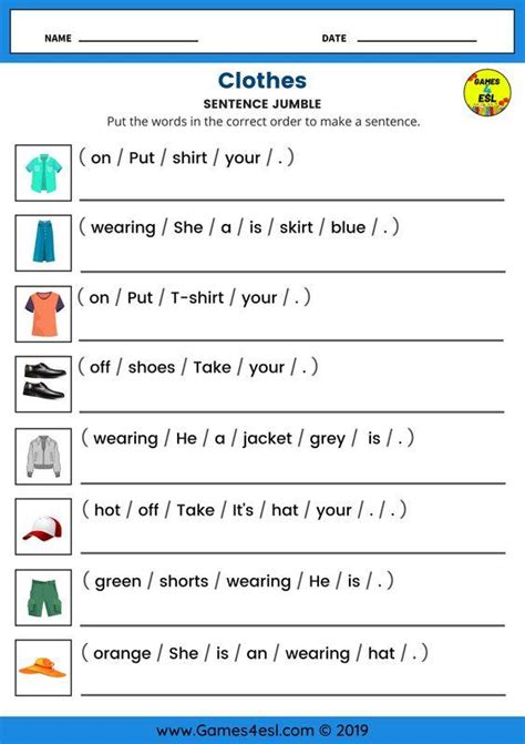 Clothes Vocabulary Esl Worksheet For Beginners