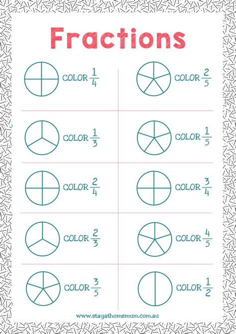 Fractions Free Printable Fractions Free Printables Kids Learning