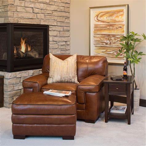 Stampede Chestnut Chair And Ottoman Fireplace Seating Chair And