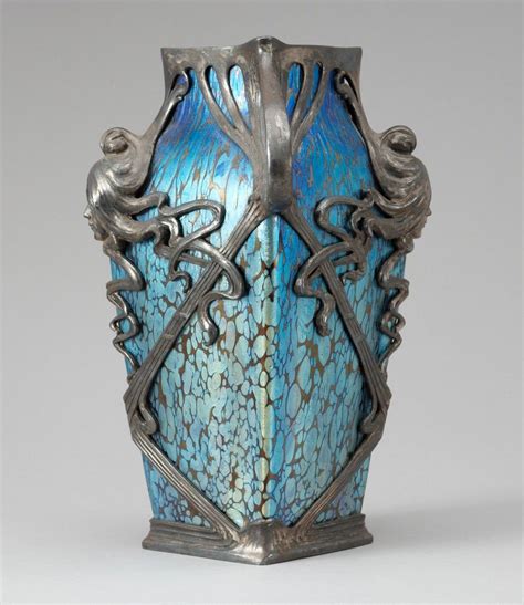 Loetz A Metal Mounted Loetz Iridescent Glass Vase Art Nouveau Art