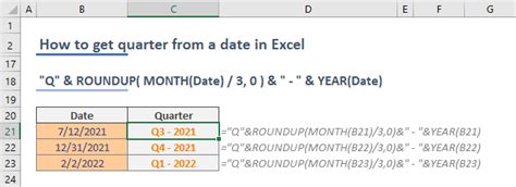 How To Get Quarter From A Date In Excel