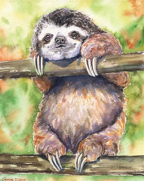 Funny Sloth Print Of The Original Watercolor Love Painting Etsy