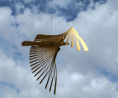Large Bird Kinetic Sculpture Golden Bird Anging Metal Art Etsy In