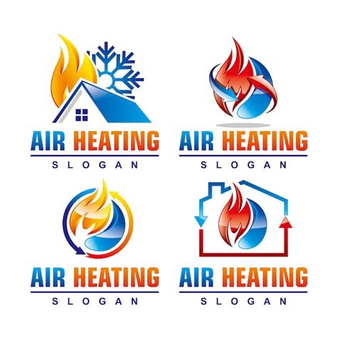 Air Heating Service Logo Template Set Vector Premium Download