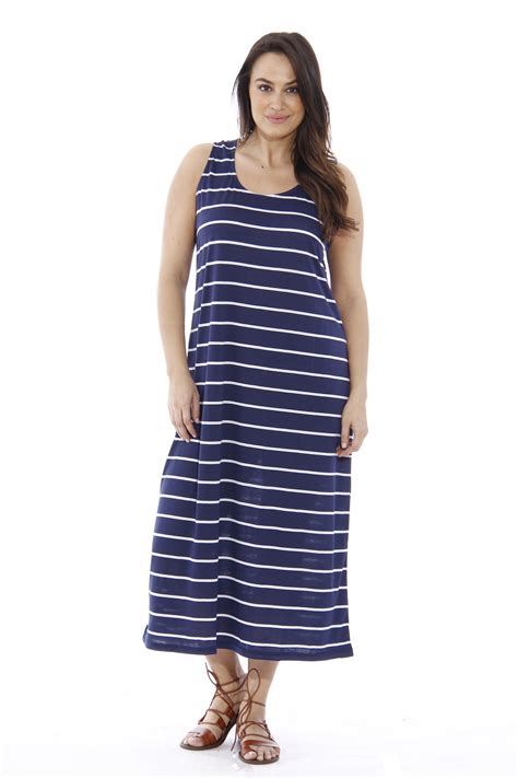 Just Love Plus Size Summer Dresses Maxi Dress Navy White 2X