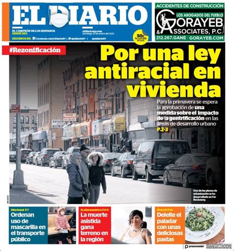 Periódico El Diario Ny Usa Periódicos De Usa Edición De Domingo 31